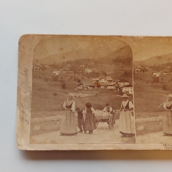 ANTIQUE Stereograph Card An Austrian Hamlet, Val Ampesso by Underwood & Underwoo - Picture 2 of 5